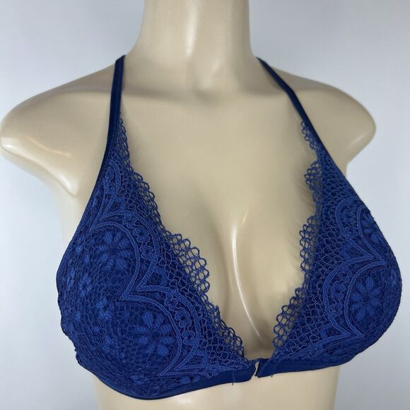 Victoria's Secret Front Close Lace Bralette Bra Size L Blue Body By Victoria - Picture 6 of 14